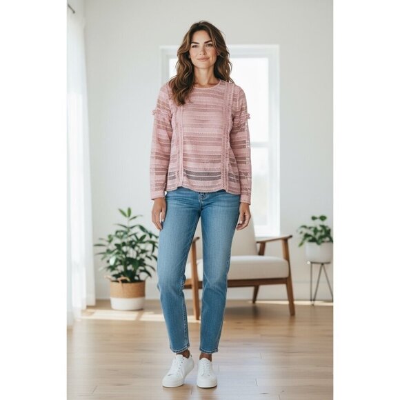 Storee Tops - Storee Women's Rose Pink Knitted Top